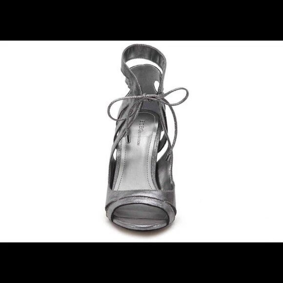 BCBGeneration Chierra Silver Pewter Cut Out Peep Toe Heels 10 - Picture 8 of 13